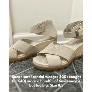 Suede sorel wedge sandal 8.5